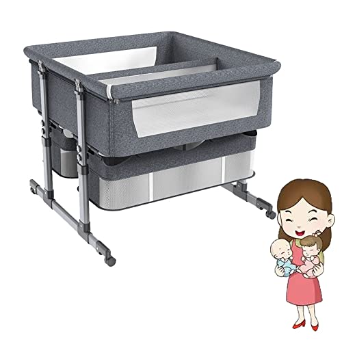 3-in-1 Beistellbett, Stubenwagen für Zwillinge,Babywiege, Babybett mit...