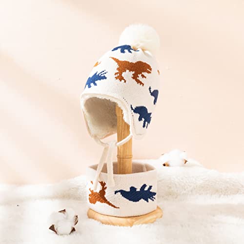 DUHGBNE Strickmütze Wintermütze Warme Weiche Wintermütze für Jungen Mädchen Feinstrick Mütze doppelt gestrickt Winter Knitted Hat Cap Kinder Beanie Tierdruck Plüsch – Bild 8