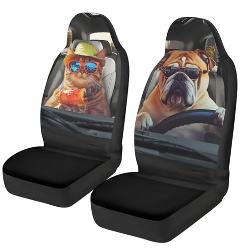 Housses de siège de voiture avant animaux mignons 52x138cm pour SUV et berline
