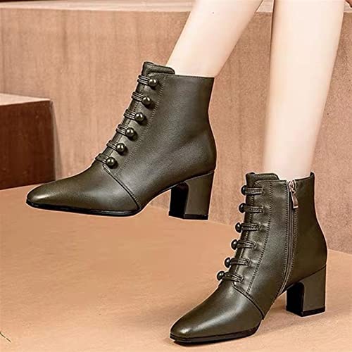 YDYCG Sexy All-Match Fashionable Women's Boots Lady Elegant Evening Party High Heel Shoes England Style Ankle Boots Women Leather Short Boot (Color : Black, Shoe Size : 5)2