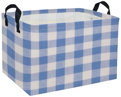 Image of Kids Basket Grid Storage Basket Gift Basket Rectangular Bedroom Decor for Books(Blue grid)