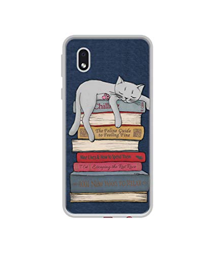 Image of Cat Sleeping On The Books Design Printed Silicon Soft TPU Back Case Cover for Samsung Galaxy M01 Core