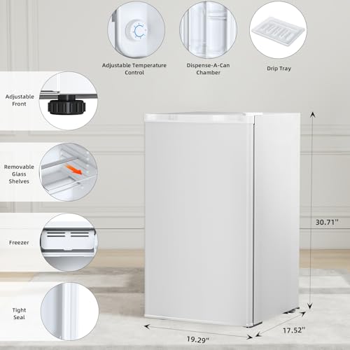 Image of Antarctic Star 3.2 Cu.Ft.Compact Refrigerator with Freezer, Mini Fridge Single Door with Adjustable Thermostat,Removable Glass Shelves for Apartment,Dorm,Office,Kitchen,WHITE