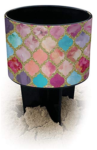 Glitter Moroccan Watercolor Black Beach Spiker Drink Holder