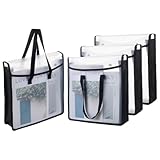 FINGERINSPIRE 4 Pack Scrapbook Paper Storage Bag 13x3.15x13.58 Inch Art Portfolio Organizer Craft Paper Holder with Clear Window Durable PP Material Snap Buttons for Cardstock Storage
