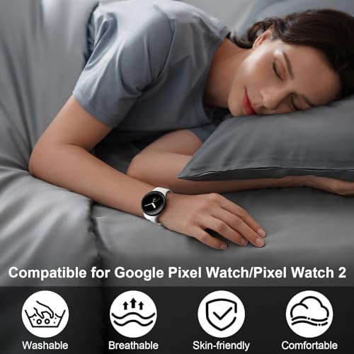 Image of kytuwy Compatible for Google Pixel Watch Bands, Soft Silicone Sport Strap Metal Buckle for Google Watch 2 Band, Replacement Pixel Watch Band for Women Men