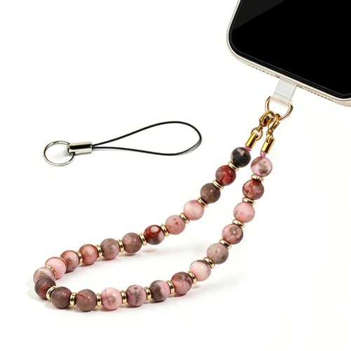 Cloxtralon Collier de Téléphone Court en Perles, Bracelet de Téléphone à Perles, Sangle Universelle de Poignet pour Tous les Smartphones