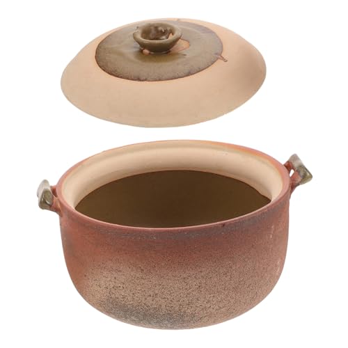 IWOWHERO Terracotta Clay Pot with Lid Casserole Cooking Pot for Soup Stewing Braising with Handle Nonstick Chinese Casserole Suitable for Home Kitchen Cooking