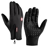 HDKEAN Guantes de esquí de invierno, guantes de ciclismo, impermeables, calentadores de manos, guantes de conducción, guantes de forro polar para snowboard, guantes de nieve para hombre