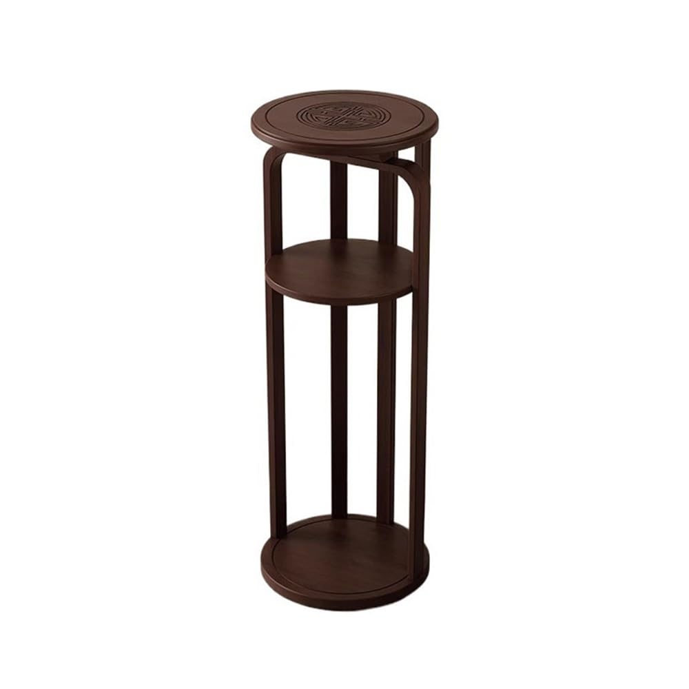 Pedestal Vintage Carving Bonsai Stand Rack Bamboo Plant Shelf Decor