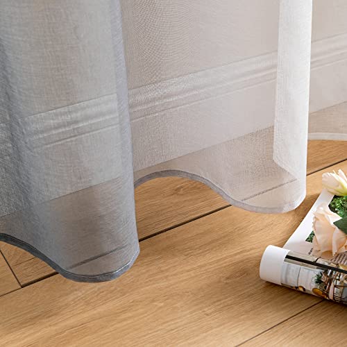 MIULEE Grau Zweifarbig Voile Gardinen mit Ösen 140x245cm 2er Set – Ansicht 6