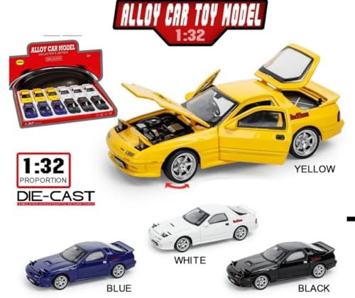 Image of Invite Enterprise 1:32 Mazda RX7 Initial D Miniature Diecast RX-7 Toy Car Model Sound & Light Doors Openable Collection Gift for Children Boy Kid-Multicolor