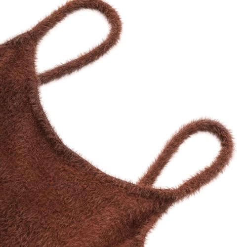 Image of Amazhiyu Women's Fuzzy Cropped Tank Top Sweater-Knit Scoop Neck Crop Cami