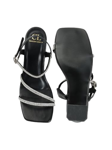 Image of Carlton London Women Stylish Sandal Having Buckle with Block Heels, Square Toe for Party and Any Occasions