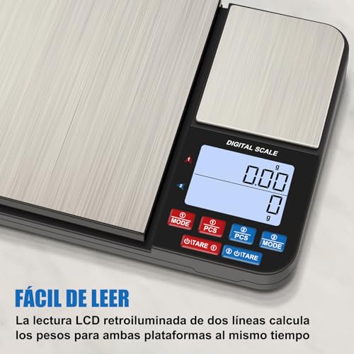 Miniatura 3 de Balanza Cocina De Precisión 10kg, 0.01g-10kg Diyife Balanza Cocina De Acero Inoxidable,Acero Inoxidable Bascula De Precision,Con 2 Pantalla Lcd Y Función De Tara,Baterías Incluidas