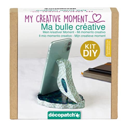 Décopatch KIT040C - Un Mini-kit adulte (support, papier, colle et pinceau inclus), SUPPORT TELEPHONE, Porte-téléphone