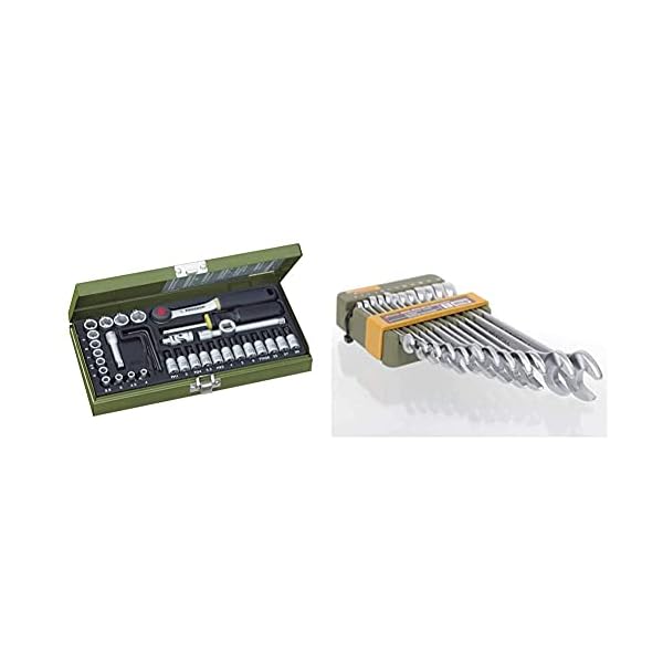 PROXXON Steckschlüsselsatz, Feinmechaniker-Satz mit 1/4"-Umschaltratsche sowie Schraubendrehergriff, 36-teiliges Werkzeug-Set mit Stahlkasten, 23080, 30 x 12.5 x 5 cm