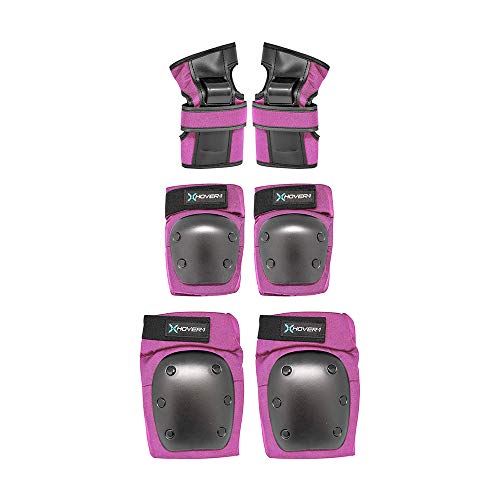 Hover-1 Nylon Protective Elbow Pads | Knee Pads & Wrist Guards, For Ages Above 8, Hard PP Shells for Impact Resistance & EVA Foam Protective Padding for Maximum Comfort, Velcro Straps, Large, Pink