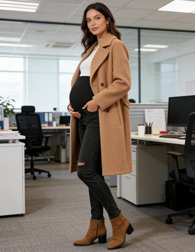 Image of PACBREEZE Women's Maternity Jeans Over Belly Skinny Stretchy Denim Pants Comfy Slim Pregnancy Pants
