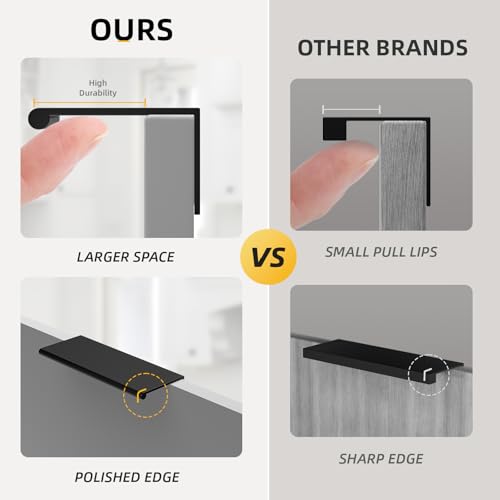Image of Goldenwarm 15 Pack 3-3 /4in Black Finger Edge Pulls for Kitchen Handles
