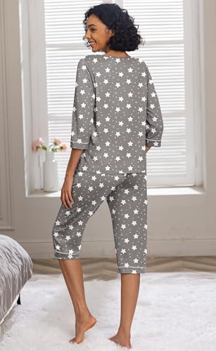 Image of PrinStory Womens Pajama Sets Capri Pjs Soft Lounge Sets XS-4XL