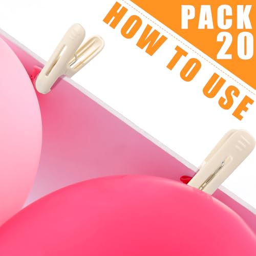 Image of LemonRoad 20 Pack Balloon Arch Clips Plastic Spring Clamps 2.4 Inch Heavy Duty Clip for Balloon Arch Kit Birthday Decoration Crafts Backdrop Woodworking Photography Studios (Milky White)