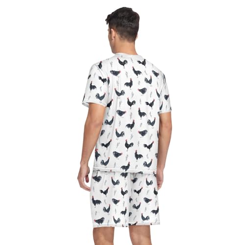 Men's Short Sleeve Pajama Set Summer Pjs Set 2 Piece Loungewear Sleepwear with Pockets2