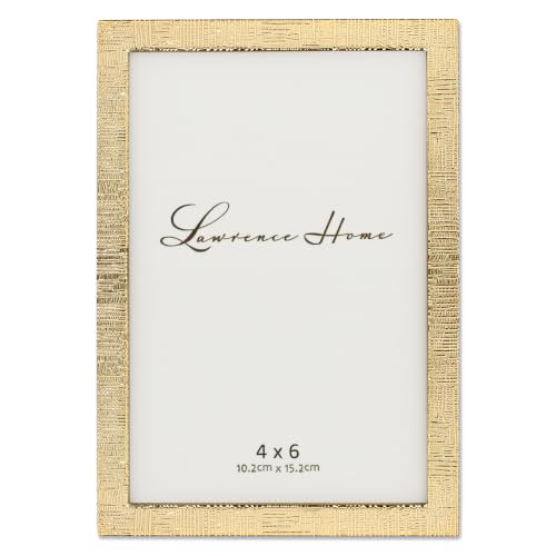 Lawrence Frames 712346 Metall-Bilderrahmen mit Leinenmuster, 10,2 x 15,2 cm, goldfarben – Ansicht 1
