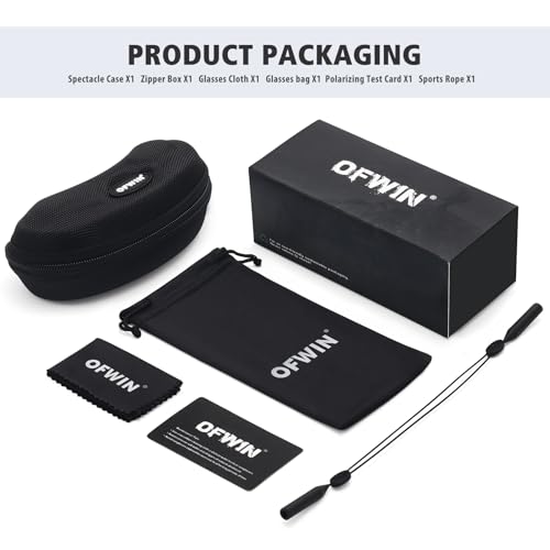 Ofwin Óculos de sol esportivos polarizados para homens e mulheres, armação inquebrável, ciclismo, pe