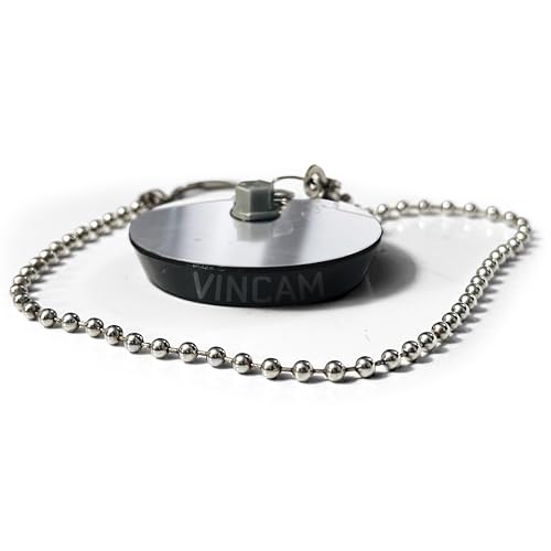 Chrome Sink Plug with Chain for Kitchen Bathtub & Bathroom - 45mm / 4.5cm with Ball Type and Ring End Chain Made of Stainless Steel