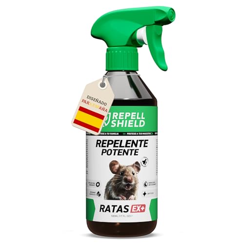 RepellShield® Repelente Ratas y Ratones -500ml- No Mancha, Fácil de Usar - Seguro para Niños y Mascotas - Resultados Visibles 7-10 días - Spray Ahuyentador de Ratas y Ratones - Aceite de Menta