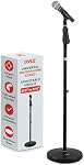 Pyle Microphone Stand- réglable en hauteur 27.5”- 57.5”, Très robuste Support Mic de base rond, Mic Clip universel, Adaptateur 5/8- Parfait pour la scène & Utilisation de Studio