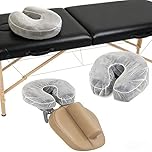 WSTELHH Hygienic Disposable Face Cradle Covers for Massage Tables, 50pcs Non-Sticking Non Woven Headrest Cushion Covers Fitted for Massage Chairs Beauty Tattoo Salon Bed, Size 14.17 x 13“/ 36 x 33cm