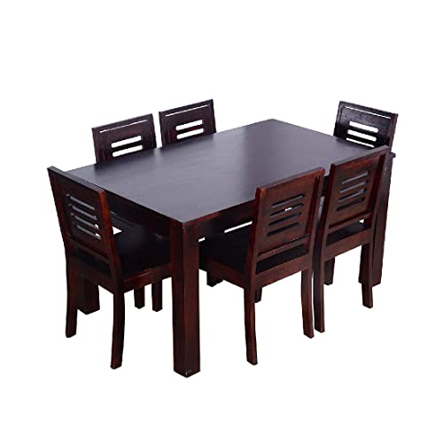 Image of Furnire Carp Sheesham Wood 6 Seater Dining Table Set with 6 Urban Chairs for Home & Office Furniture| Hotel & Dinner | Drawing Room Dining Room Sets Furniture (Mahogany Finish)