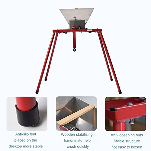 Image of SQUEEZE master Fruit Apple Wine Classic Crusher With Stand -7 Litre /1.8Gallon Manual Grinder- Large Stainless Steel-Red