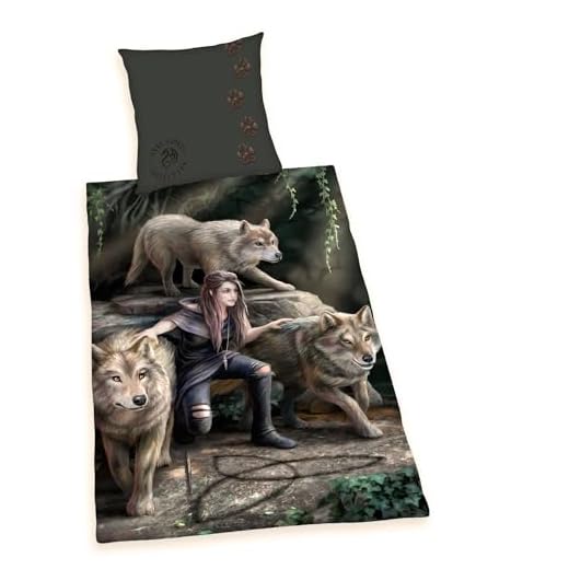 Herding, Anne Stokes Bettwäsche Kreuz Gothic, 135/200 im hochwertigen Digitaldruck, Fantasy 4 Herding Anne Stokes Bettwäsche-Set, Kopfkissenbezug 80 x 80 cm, Bettbezug 135 x 200 cm, Mit leichtläufigem Reißverschluss, 100% Baumwolle/Renforcé