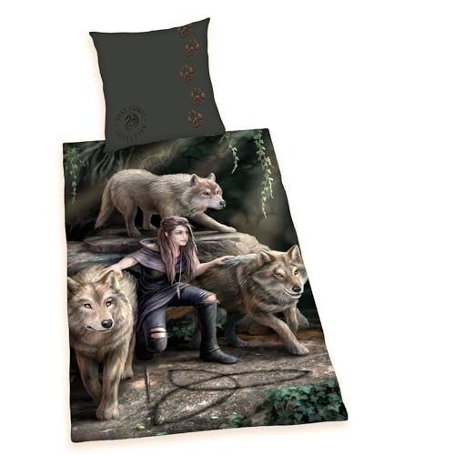 Herding Anne Stokes Bettwäsche-Set, Kopfkissenbezug 80 x 80 cm, Bettbezug...