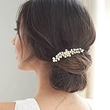 Brishow Crystal Bride Wedding Hair Comb Gold Bridal Rhinestone Hair Pieces Pearl Flower Hair Accesso