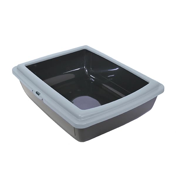 ACE LITTER TRAY WITH HIGH RIM - ICE BLUE & BLACK - LARGE