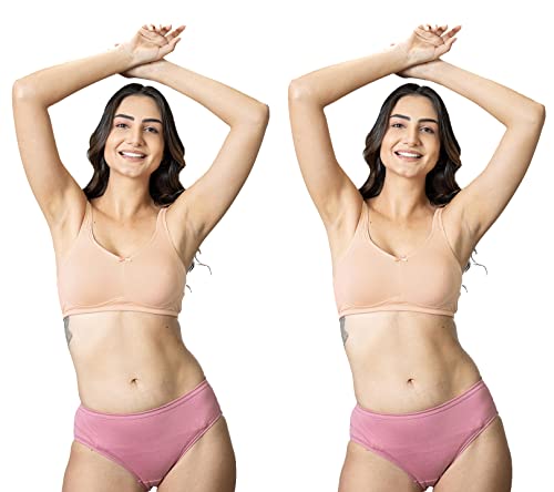Image of Lyra 515 Valentina Full Covarage Solid Coloured Premium Cotton Moulded Bra for Women (Pack of 2) Multicolour