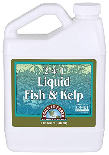 Down To Earth All Natural Fertilizers Organic Liquid Fish & Kelp Concentrate - Plant Food for Vegetable Gardens and Flower Beds - Makes up to 32 Gallons 2-4-1, 32 oz