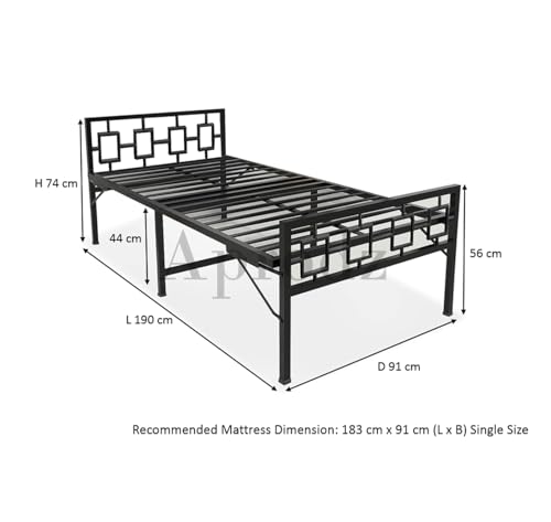 Image of APRODZ Folding Bed Single for Sleeping | Metal Folding Single Bed | Portable Foldable Guest Bed Single | No Assembly Required | Powder Coated | Easily Storable, Black