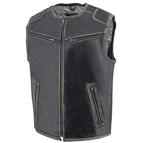 Image of Milwaukee Leather Men's Classic Collarless Motorcycle Biker Rider Leather Vest |MLM|SH