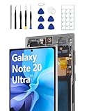 JQYDZH OLED Screen Replacement for Samsung Note 20 Ultra 5G with Frame & Fingerprint Sensor – Includes Full Tool Kit & Installation Guide (Silver)