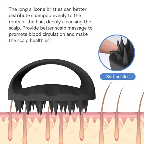 Ithyes 38 Finger vergrößerter Kopfmassage-Bürste, Silikon-Kopfhautmassagebürste, Scalp Massager Shampoo-Bürste, Massagebürste Haare, Hair Massager Scalp for Frauen, Männer, Haustiere,1 Stück (Schwarz)