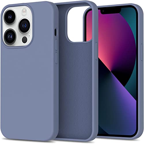 Image of DIZORO Microfiber Candy Case Compatible for iPhone 14 PRO, Shockproof Slim Back Cover Liquid Silicone Case (Lavender Grey)