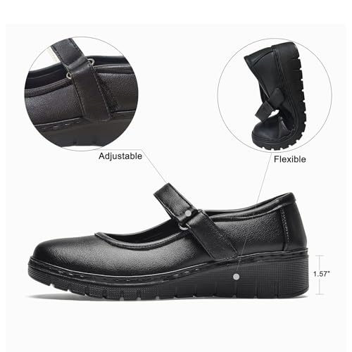 VJH confort Women s Mary Jane Flats, Breathable Comfort Round Toe Low Heel Slip-on Light Weight Walking Shoes2