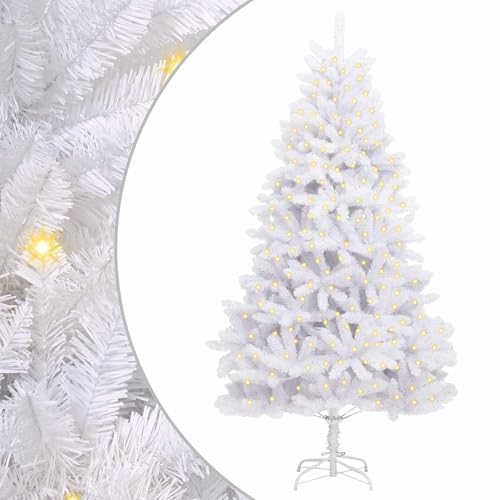 Árbol de Navidad artificial blanco de PVC con 300 luces LED y soporte estable 2