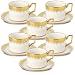 LETAOTAO Cappuccino Cups Set Of 4 – 8oz Ceramic Coffee Mugs With Saucers & Gold Trim - View #2