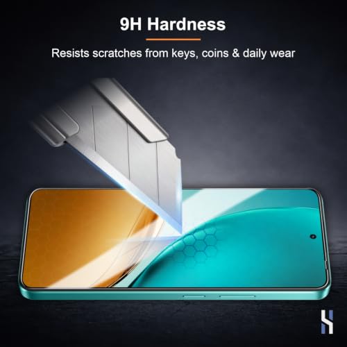 Image of Tempered Glass for Realme 14T - Military Grade 9H Screen Guard, Anti-Scratch, Shatterproof, Edge to Edge Full Coverage - Black Border